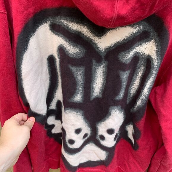 Supreme Bone Zip Up Sweatshirt Cardinal Red XL - Picture 10 of 13